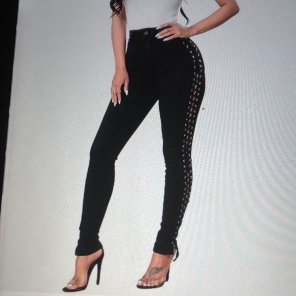 XXXITICAT Gothic tight side lace jeans